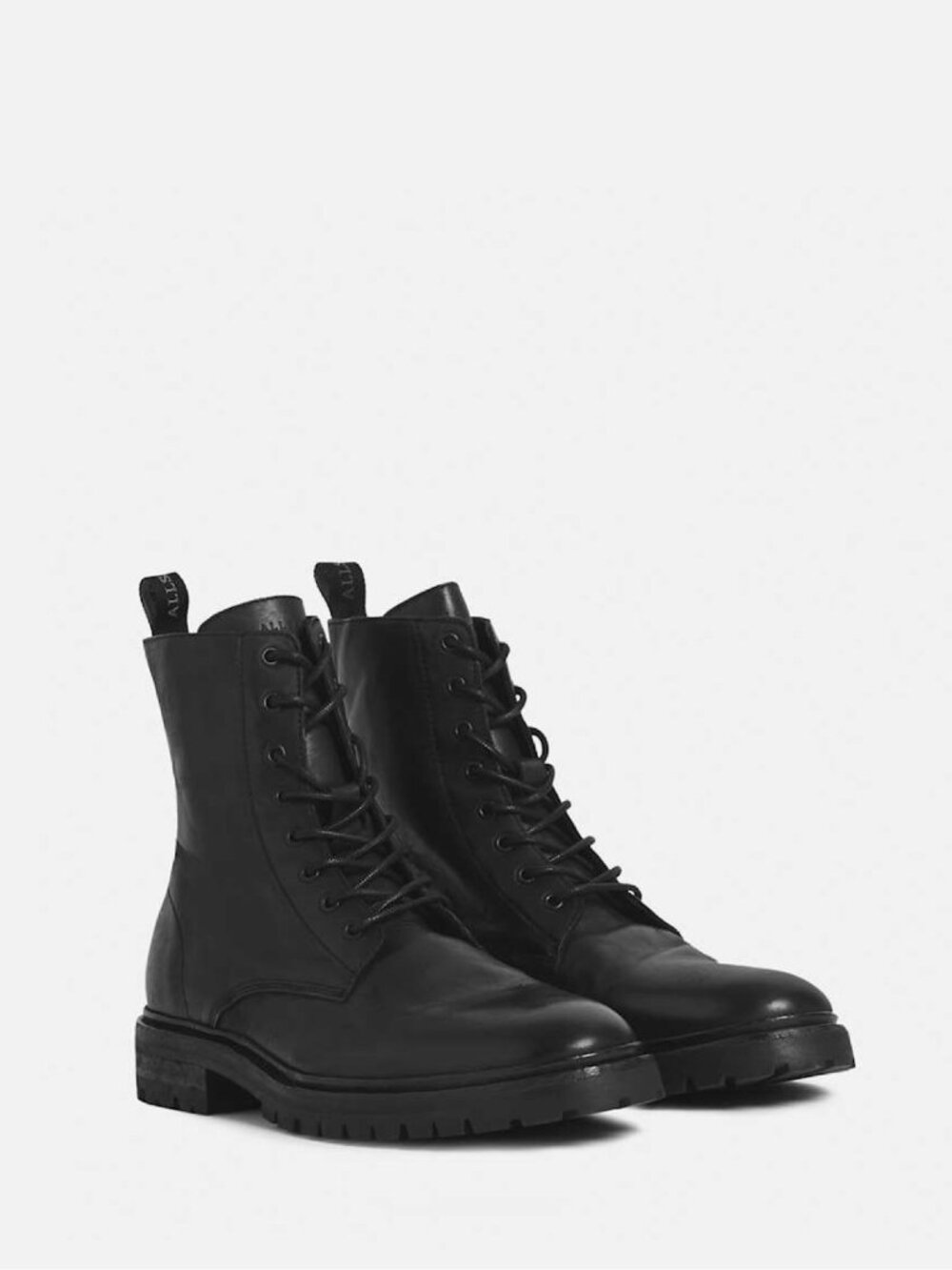 AllSaints Black Leather Lace Up Combat Boots Mens 11